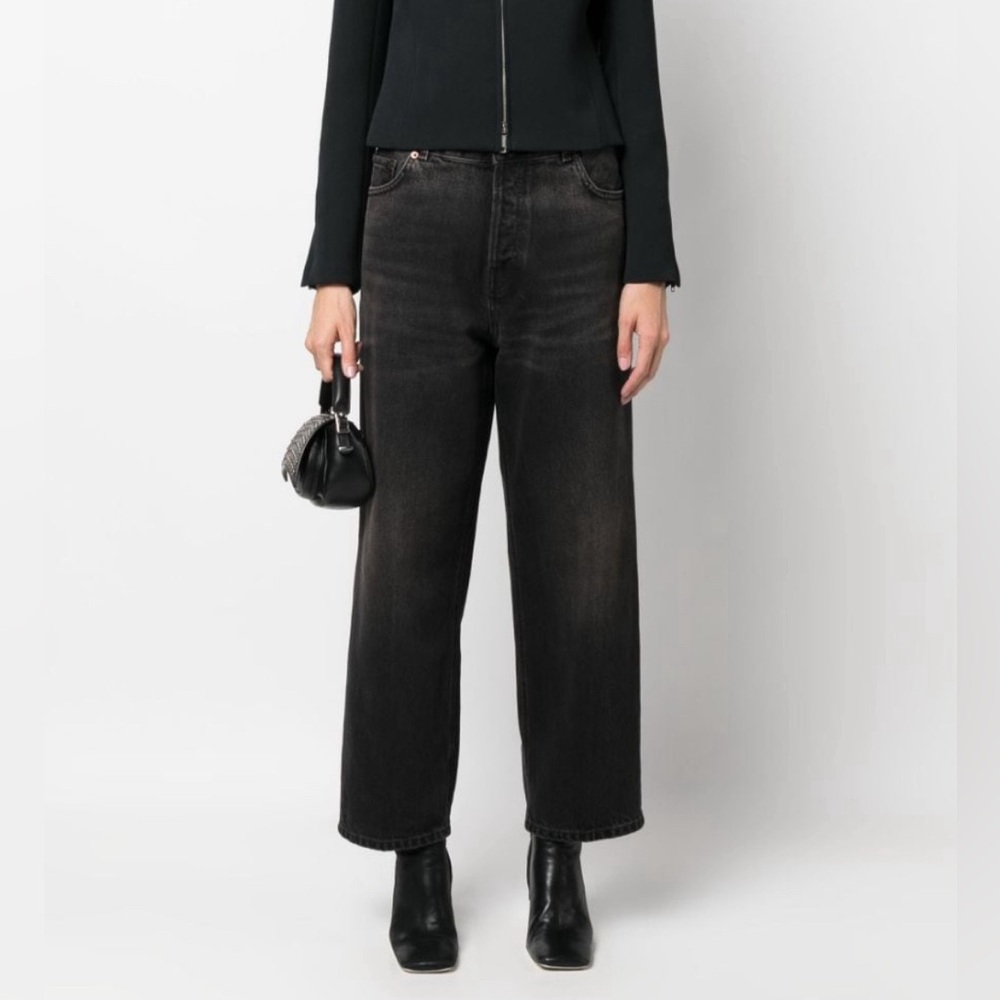 HAIKURE BLACK WIDE LEG MID RISE JEANS SZ 28